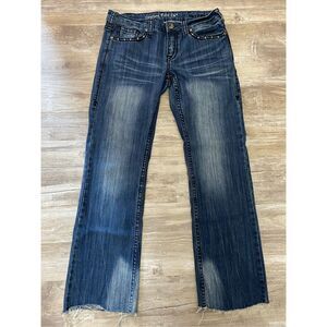 Cowgirl Tuff Jeans Studded Embroidered Cut Off Raw Hem Women’s Sz 31 Waist